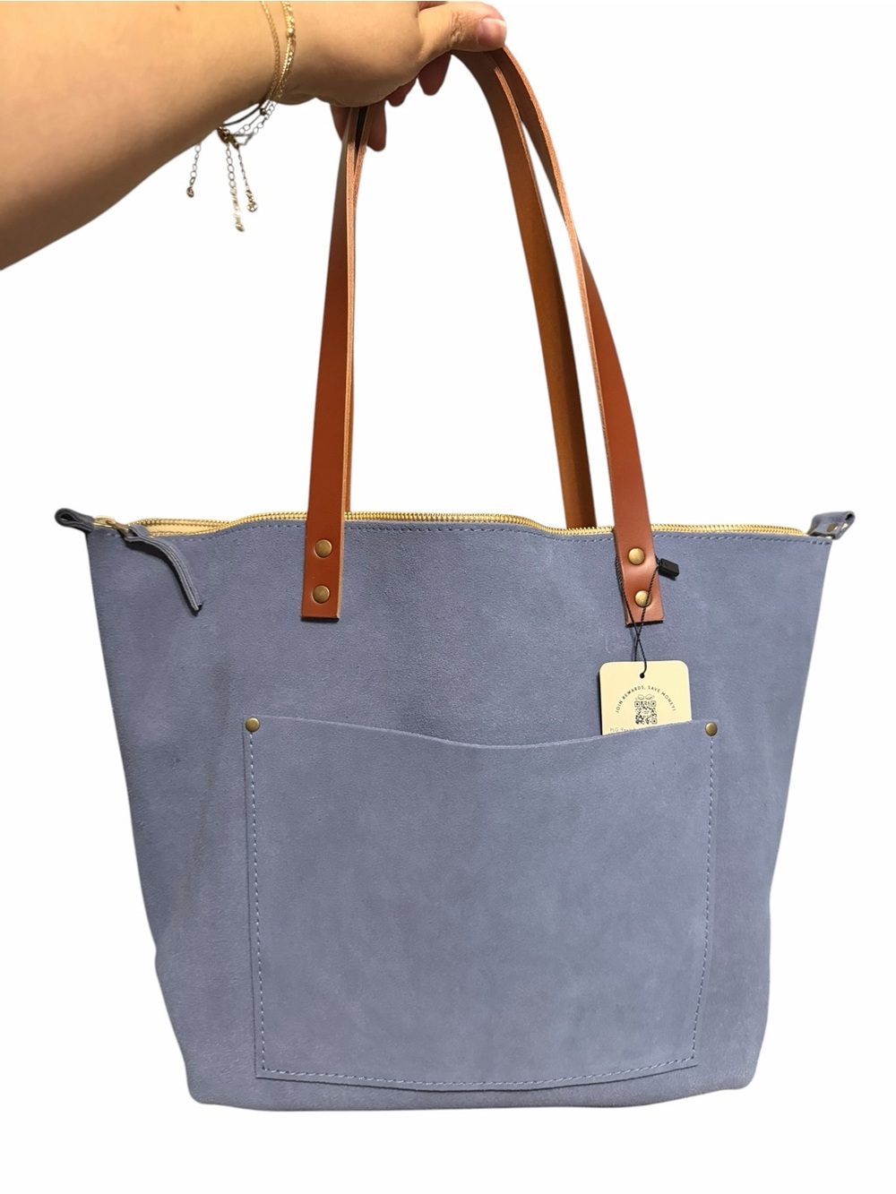 Portland Leather goods large zip tote in color Denim